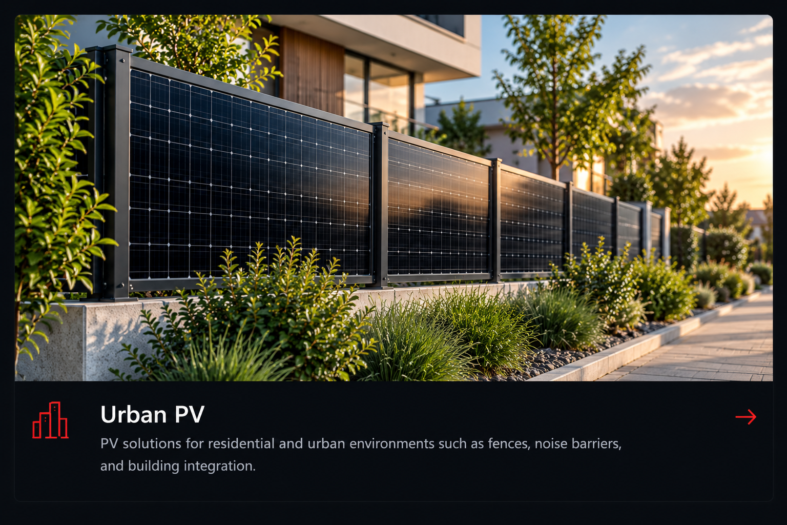 Urban PV photovoltaic fence integrated into a residential environment